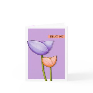 Simple Flowers purple orange Thank You Note Card card