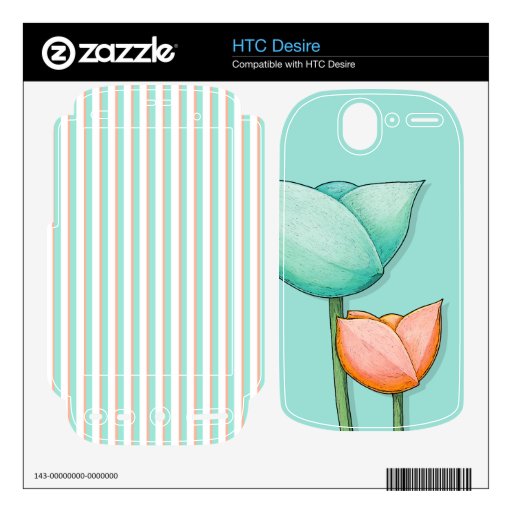 Simple Flowers teal HTC Desire Skin