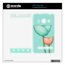 Simple Flowers teal HTC Evo 4G Skin