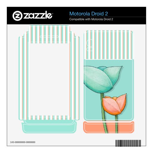 Simple Flowers teal Motorola Droid 2 Skin