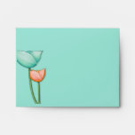 Simple Flowers teal orange A2 Note Card Envelope