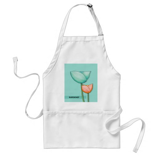 Simple Flowers teal orange Apron