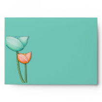 Simple Flowers teal orange inside A7 Card Envelope envelopes