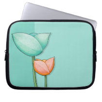 Simple Flowers teal orange Laptop Sleeve laptop sleeves