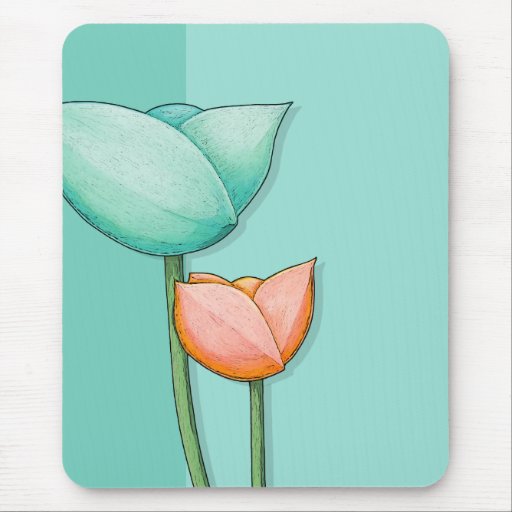 Simple Flowers teal orange Mousepad