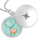 Simple Flowers teal orange Necklace zazzle_necklace