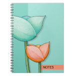 Simple Flowers teal orange Notebook