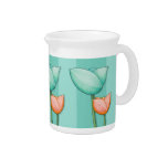 Simple Flowers teal orange Pitcher