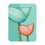 Simple Flowers teal orange Premium Magnet