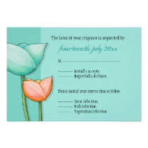 Simple Flowers teal orange RSVP Card invitations
