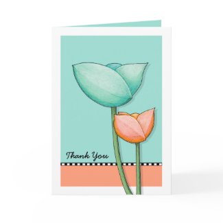 Simple Flowers teal orange Thank You Card card