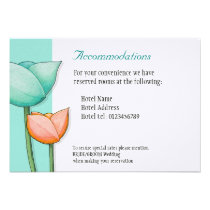 Simple Flowers teal orange Wedding Enclosure invitations