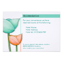 Simple Flowers teal orange white Wedding Enclosure invitations