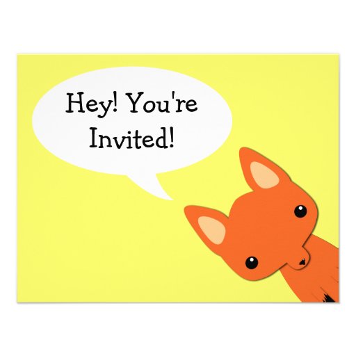 Simple Fox bear Birthday Invitation