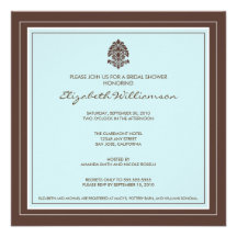 Simple Frame Bridal Shower Invitation (aqua)