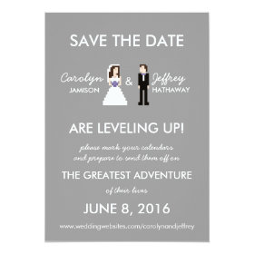 Simple, Geeky 8-Bit Save the Date 5x7 Paper Invitation Card