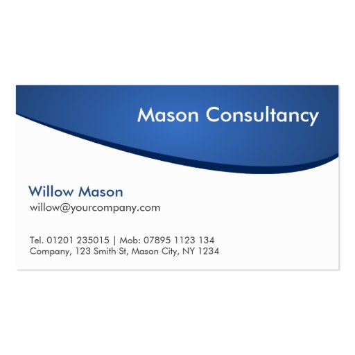 Simple Generic Blue and White Curved Business Card (front side)