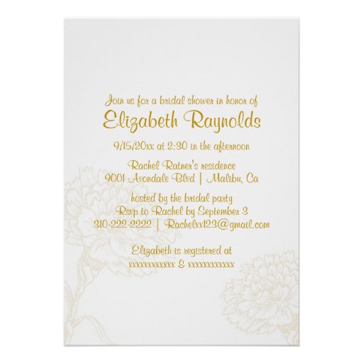 Simple Gold Bridal Shower Invitations