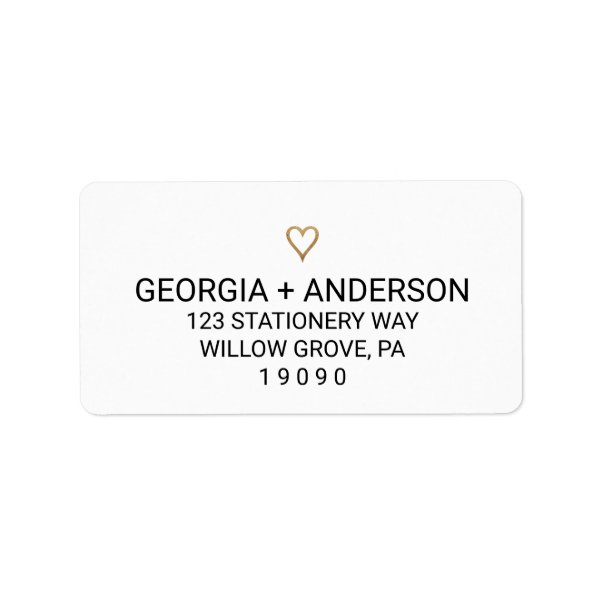 custom simple gold heart wedding address labels