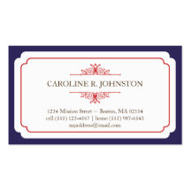 Simple grace solid navy frame personal calling business cards