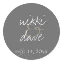 Simple gray handwritten wedding favor label seal sticker