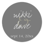 Simple gray handwritten wedding favor label seal sticker