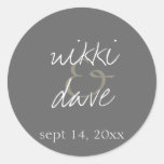 Simple gray handwritten wedding favor label seal sticker