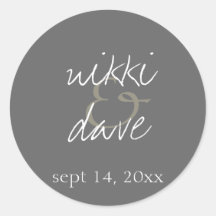 Simple gray handwritten wedding favor label seal sticker