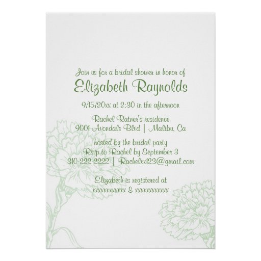 Simple Green Bridal Shower Invitations