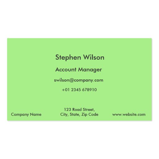 Simple Green Business Cards Single Color