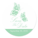 Simple Green Butterfly Save The Date Wedding Round Sticker