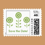 Simple Green Circle Flowers Save the Date Postage postage