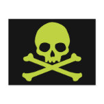 Simple Green Skull and Crossbones Post Cards