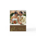 Simple green sprig custom photo brown thank you card