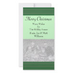 Simple Green Stripe Christmas Personalized Photo Card