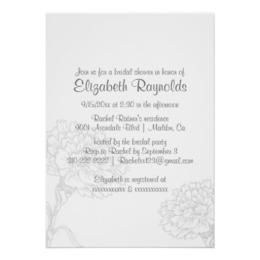 Simple Grey Bridal Shower Invitations
