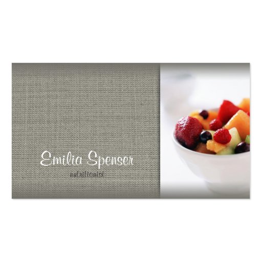 Simple Grey Linen Nutritionist Business Card (front side)