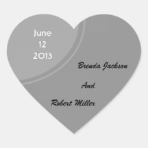 Simple Grey Modern Wedding Heart Stickers