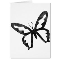 Simple Grungy Black Butterfly Greeting Card