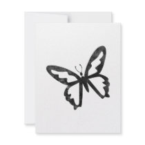 Simple Grungy Black Butterfly invitations