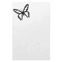 Simple Grungy Black Butterfly stationery