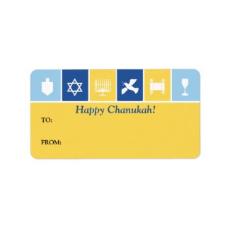 Simple Hanukkah Icons Gift Label label