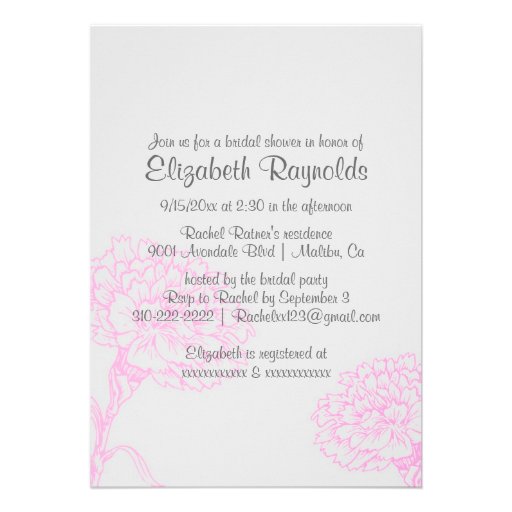 Simple Hot Pink Bridal Shower Invitations
