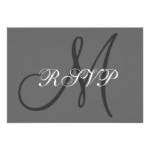 Simple Initial Wedding RSVP Grey Personalized Announcement
