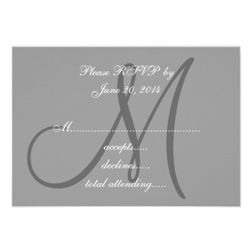 Simple Initial Wedding RSVP Grey Personalized Announcement