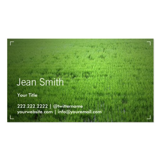 Simple Inspiration Green Rice Field Business Card (front side)