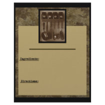 Simple Kitchen Cookin' Recipe Page Inserts Custom Letterhead