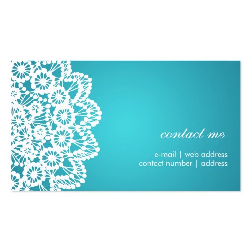 Simple Lace Wedding Photography Blue Business Cards (back side)