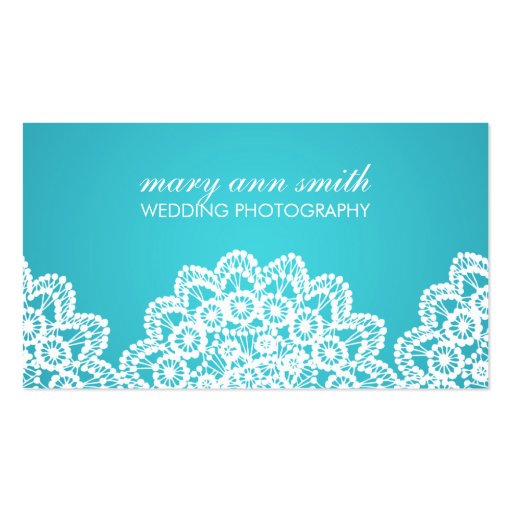 Simple Lace Wedding Photography Blue Business Cards