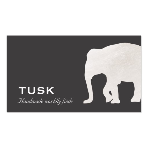 Simple Large Elephant Black Business Card (front side)